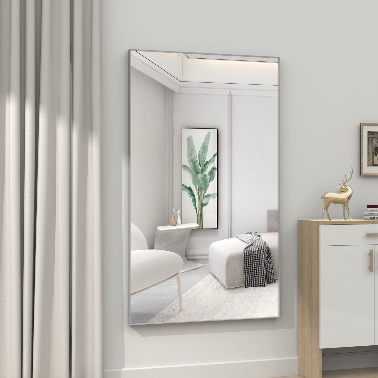 60x36 Inch Rversible Rectangle Bathroom Mirror with Silver