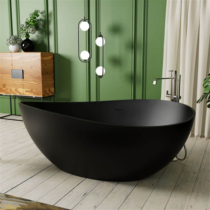 Matte Black Wave Shaped Freestanding Soaking Bathtub