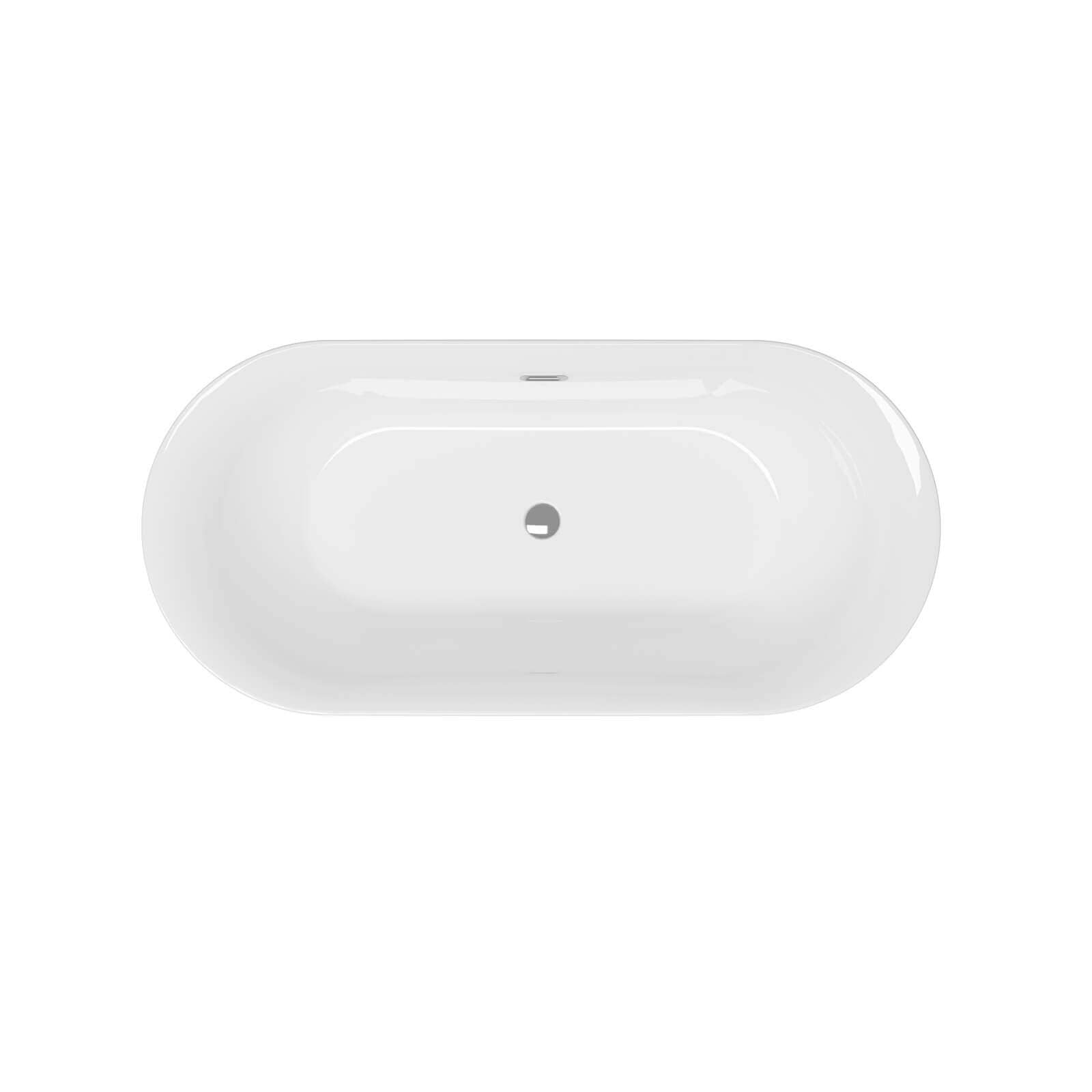 67 inch Acrylic Fluted Bathtub interior details with Toe Tap Drain