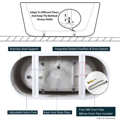 67 inch Acrylic Fluted Tub with Toe Tap Drain Instructions