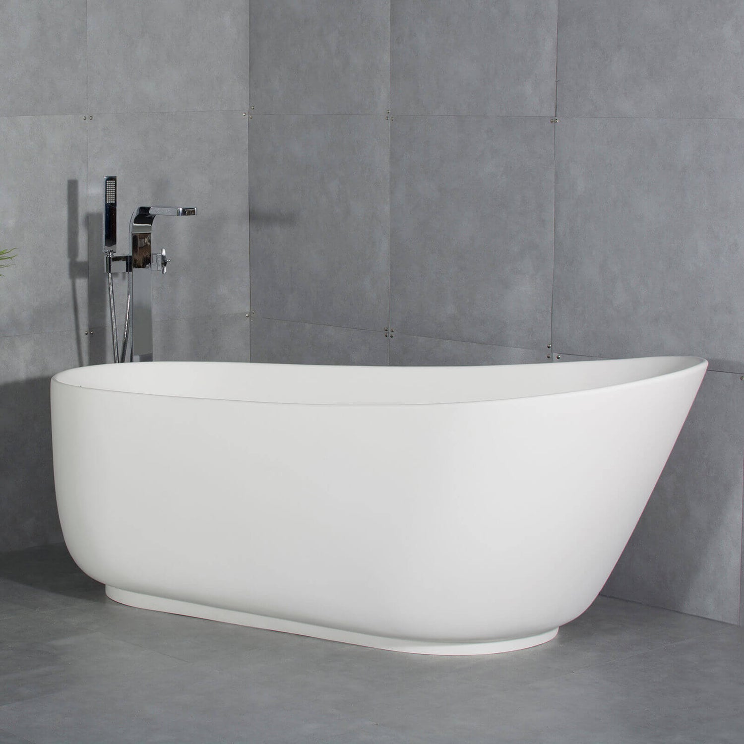 67 inch Matte White Slipper Stand Alone Bathtub