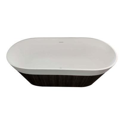 67 inch Pine Grain Artificial Stone Oval Bathtub