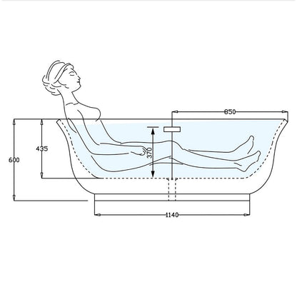 67 inch acrylic rectangular base tub outline dimensions drawing