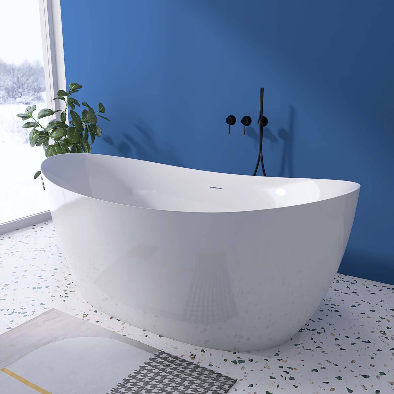 68 inch acrylic double slipper soaking tub