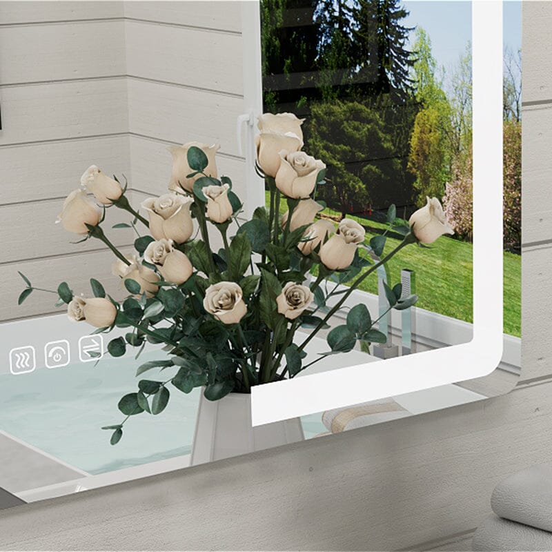 LED Light Bathroom Mirror Rounded Rectangle Frameless Anti Fog