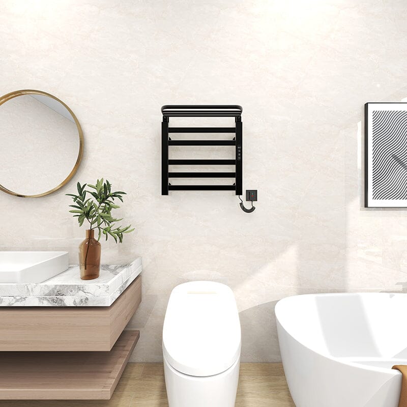 Bathroom Wall Mounted Smart Heated Towel Rack with Top Shelf