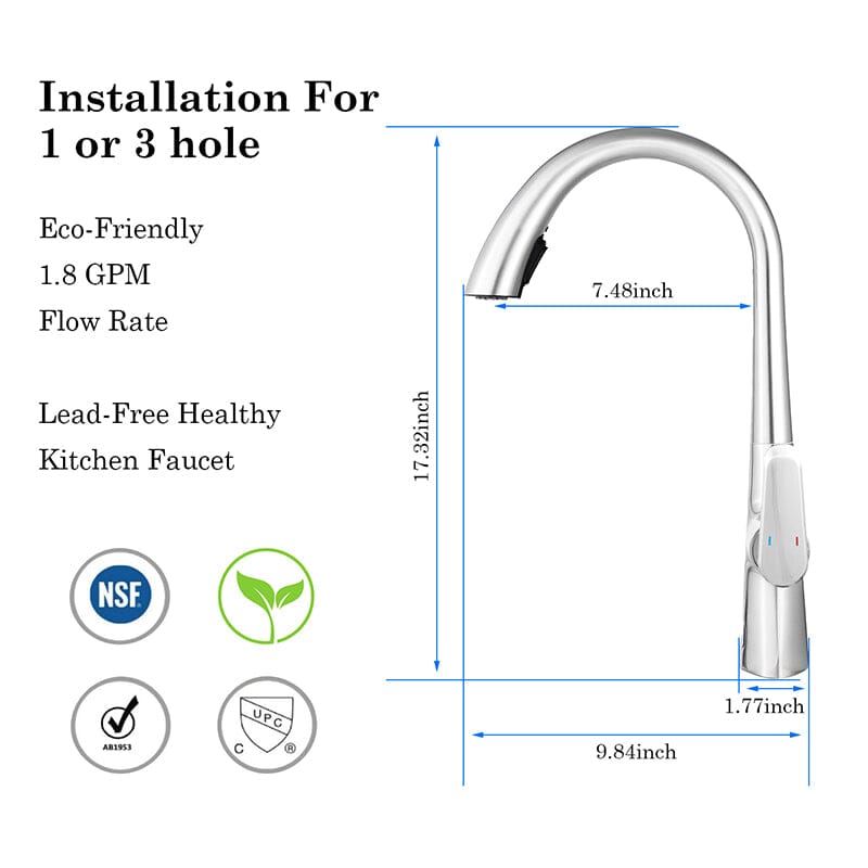 Giving Tree Kitchen Sensor High Arc Faucets Single Handle Pull Down