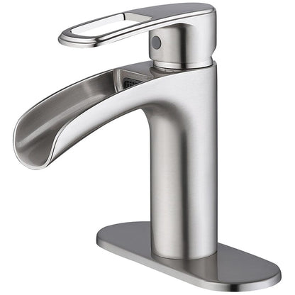 Waterfall Single Hole Single-Handle Bathroom Sink Faucet with Pop-up Drain Assembly