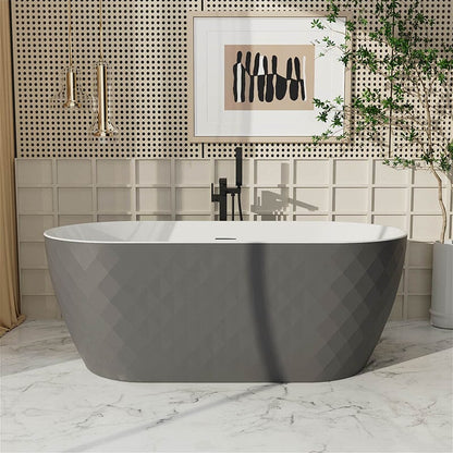 Mokleba 59&quot; Unique Design Oval Acrylic Bathtub Freestanding Soaking Tub