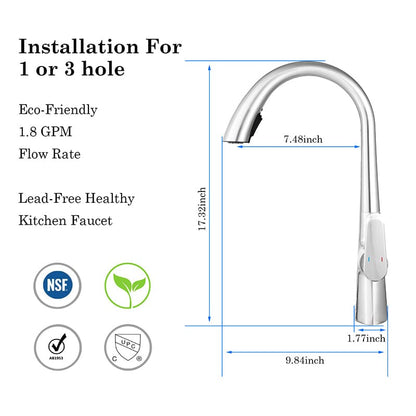 Giving Tree Kitchen Sensor High Arc Faucets Single Handle Pull Down