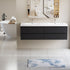 72" Black Floating Bathroom Vanity with Dual Resin Basins 4 Soft Close Drawers