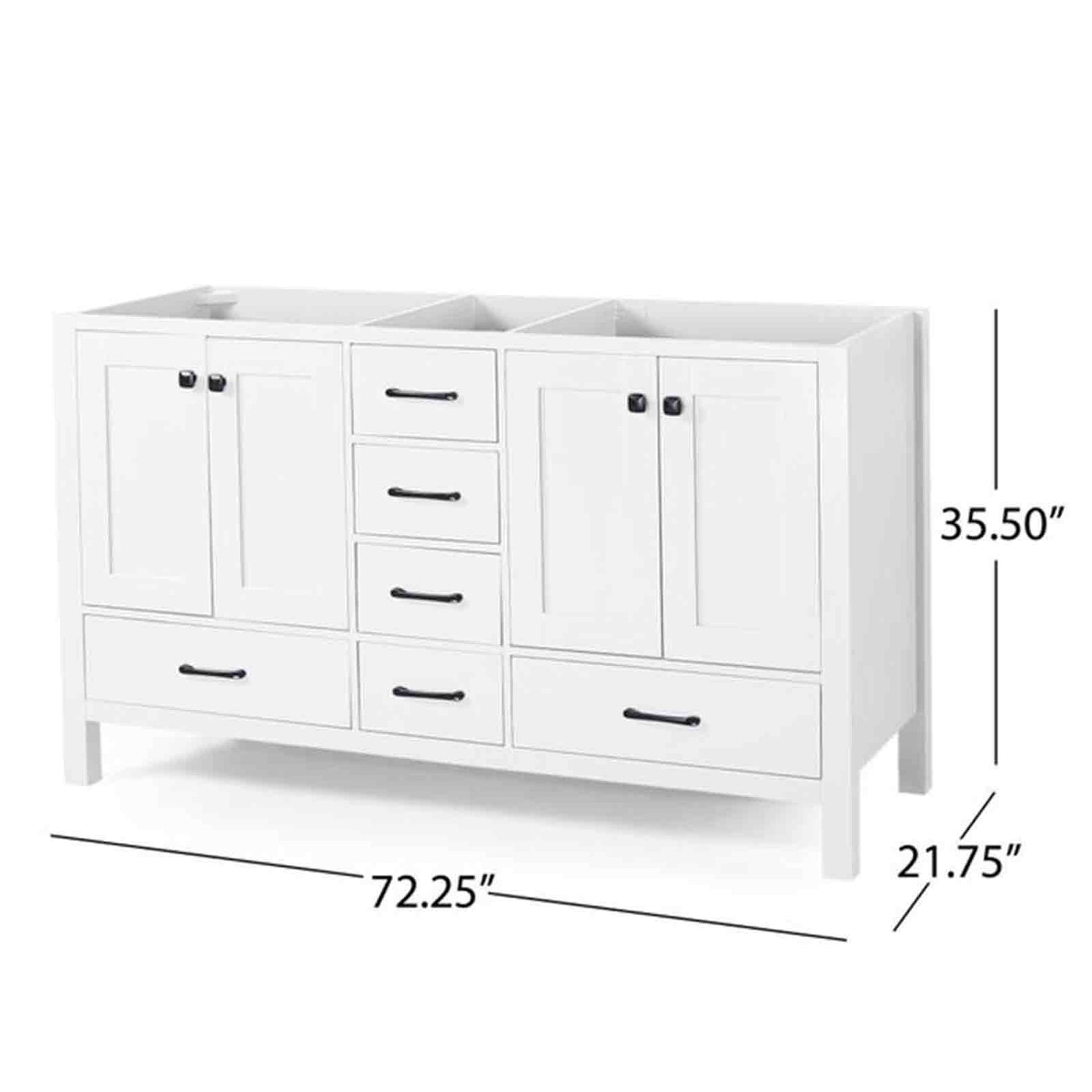 73 Inch Poplar Bathroom Vanity Cabinet with 6 Drawers Dimensions Specifications