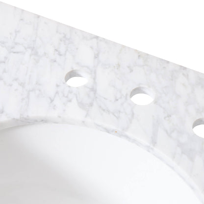 73 inch x 22 inch Marble Vanity Top with Double Undermount Ceramic Sinks