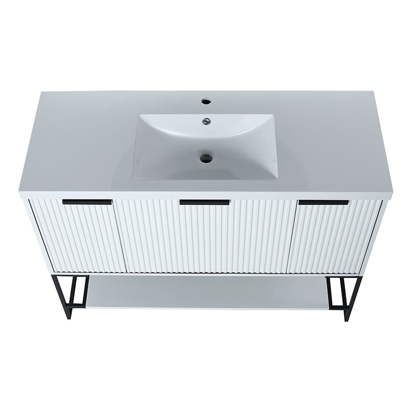 48 Inch Freestanding Bathroom Vanity with Stone Resin Basin, Large Storage Space