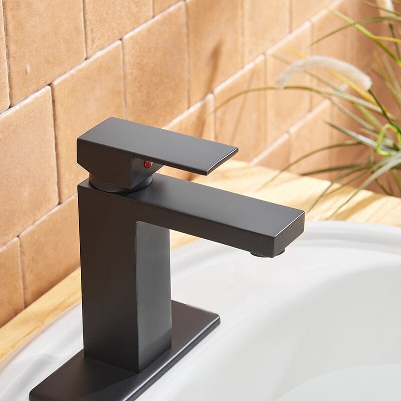 Black Single Hole Solid Brass Bathroom Sink Faucet