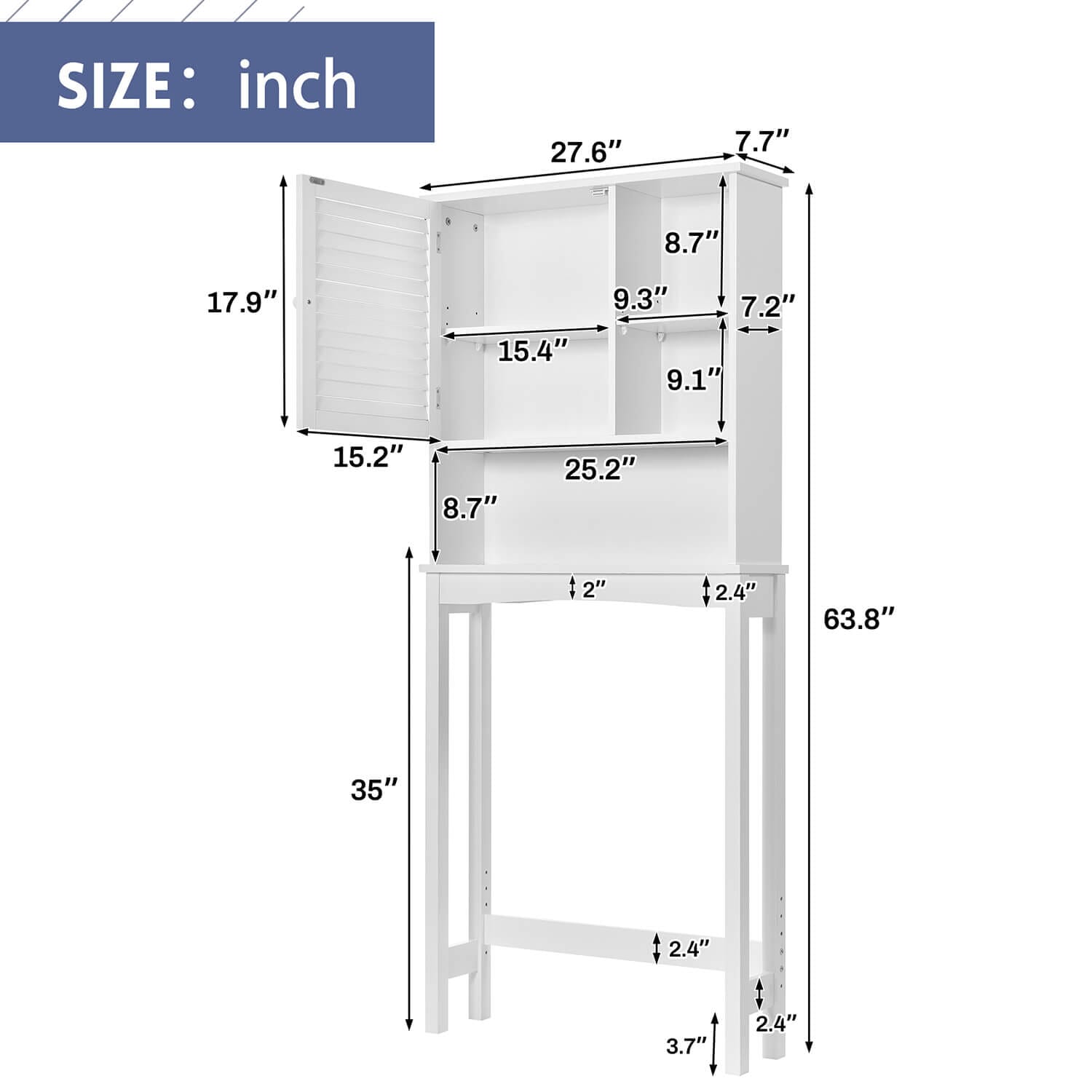 GIVING TREE Over The Toilet Storage Cabinet with Adjustable Shelf and Double Doors