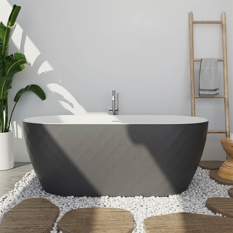 Mokleba 59&quot; Unique Design Oval Acrylic Bathtub Freestanding Soaking Tub