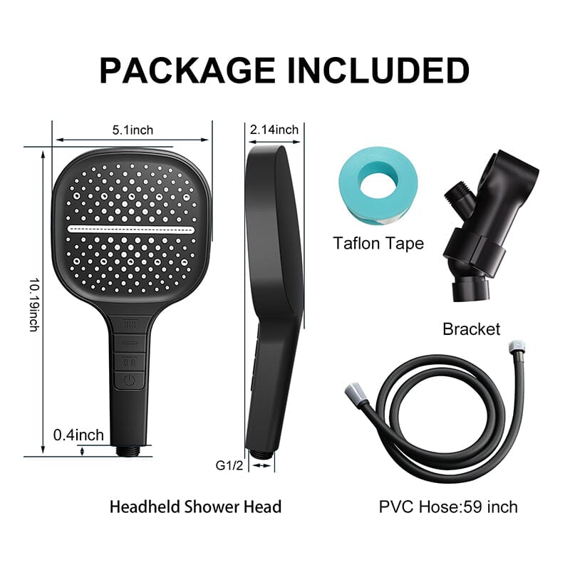 Push-button Hand Shower With 7 Modes, with Multi-angle Adjustable Shower Holder