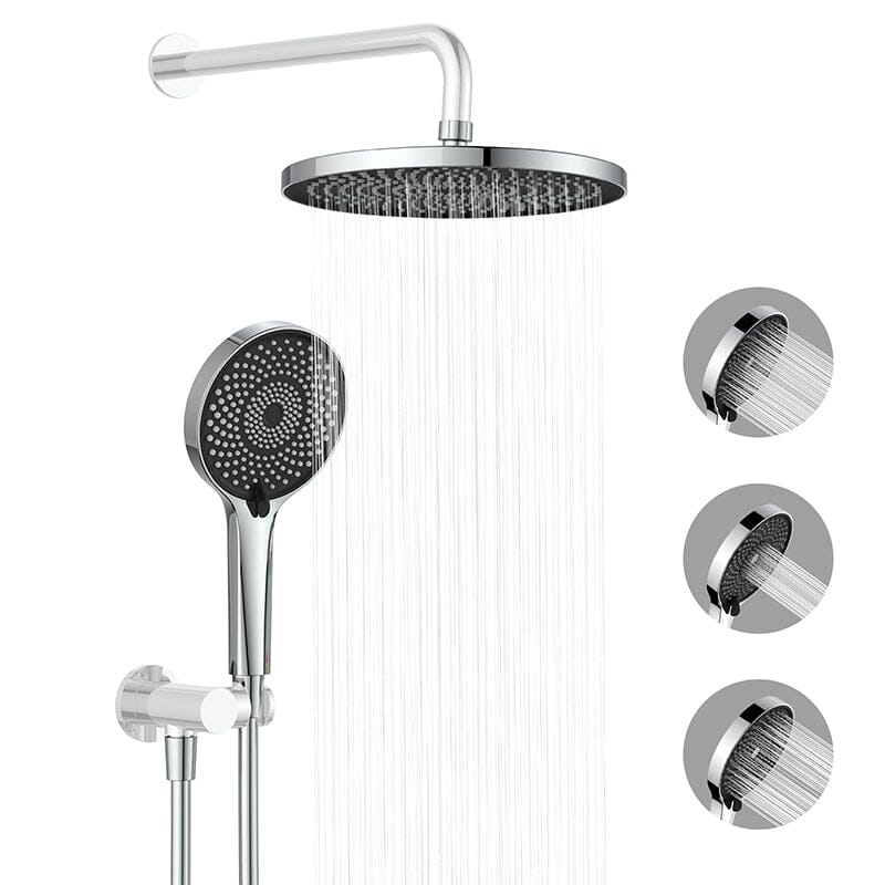 10&quot; Round Shower Head &amp; Hand Shower with Hose Replacement Accessories