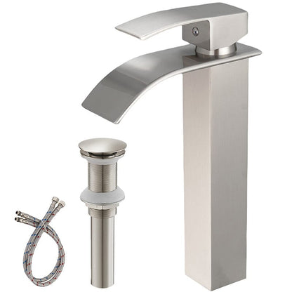 Waterfall Single Hole Single Handle Bathroom Sink Faucet With Pop-up Drain Assembly