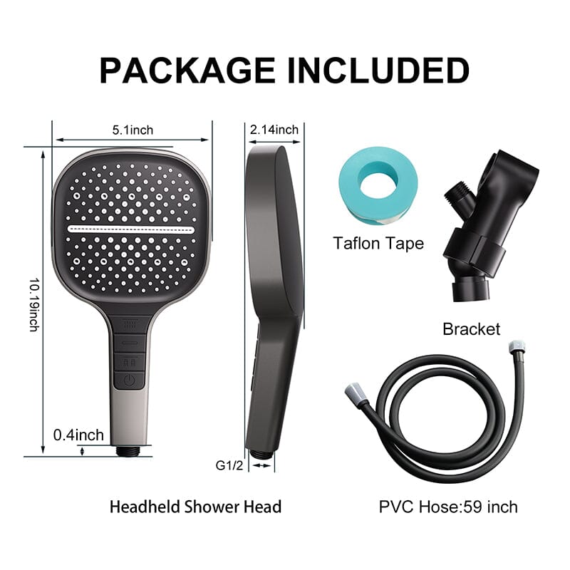 Push-button Hand Shower With 7 Modes, with Multi-angle Adjustable Shower Holder