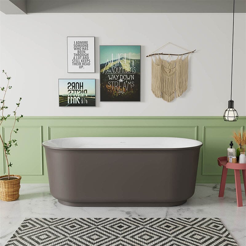 Artificial Stone Freestanding Soaking Tub in 59 inches