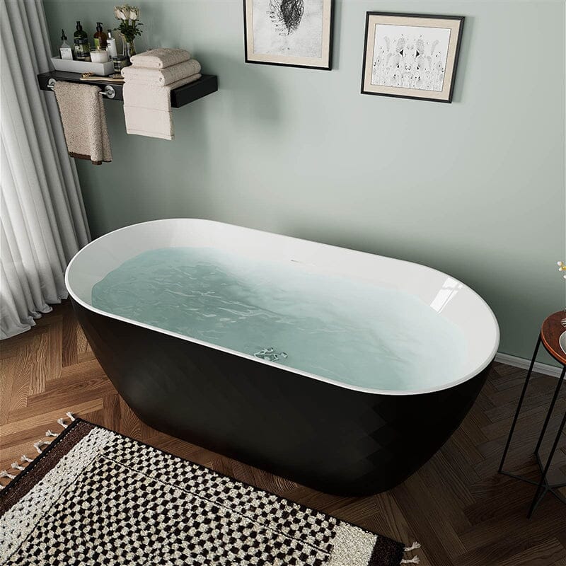 Mokleba 59&quot; Unique Design Oval Acrylic Bathtub Freestanding Soaking Tub