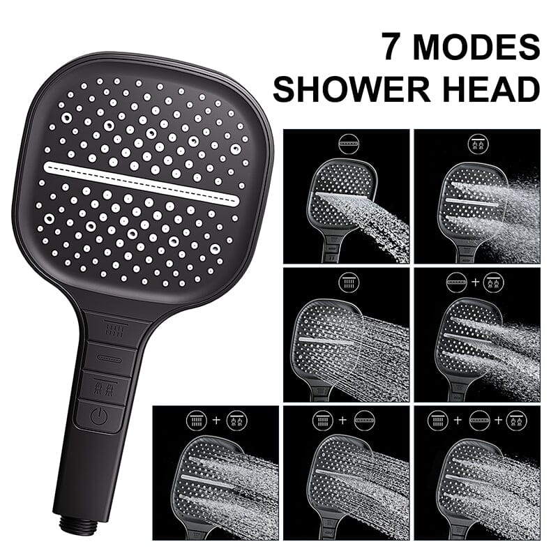 Push-button Hand Shower With 7 Modes, with Multi-angle Adjustable Shower Holder