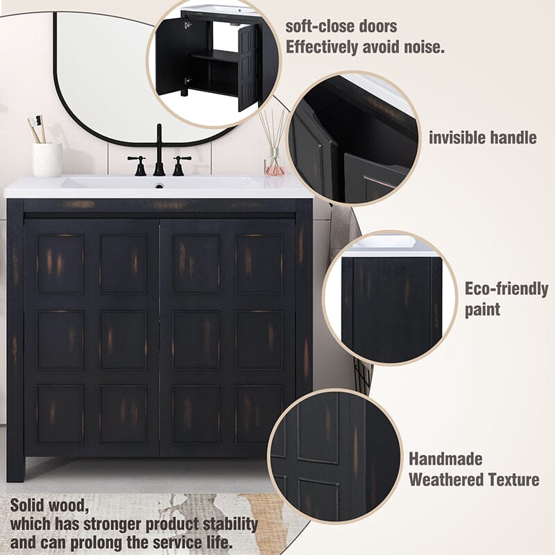 36-Inch Classical Freestanding Bathroom Vanity with Sink and Adjustable Shelf