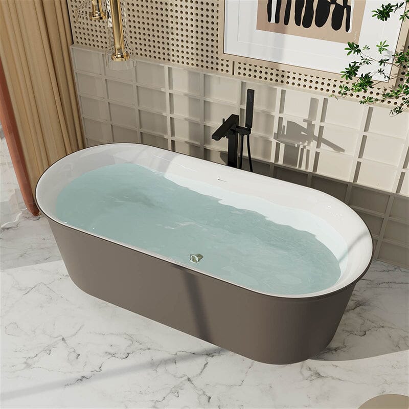 Brown Artificial Stone Freestanding Bathtub