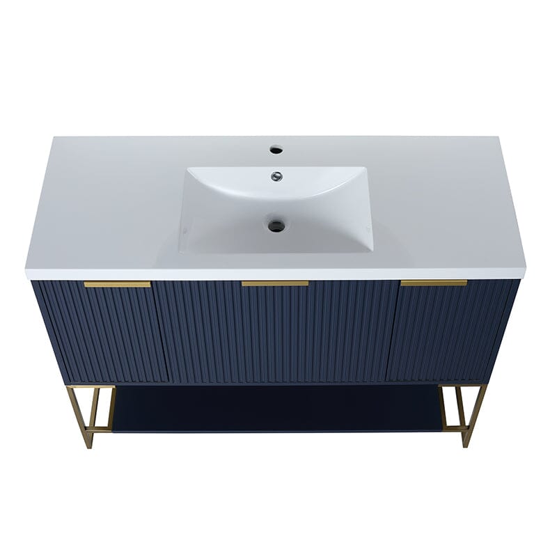 48 Inch Freestanding Bathroom Vanity with Stone Resin Basin, Large Storage Space