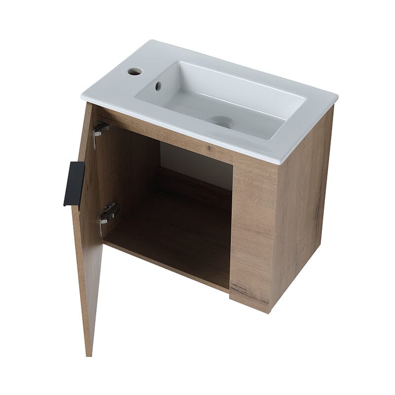 22 Inch Small Bathroom Vanity Cabinet with Sink Float Mounting Design, Soft Close Door