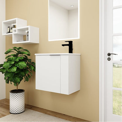 22 Inch Small Bathroom Vanity Cabinet with Sink Float Mounting Design, Soft Close Door