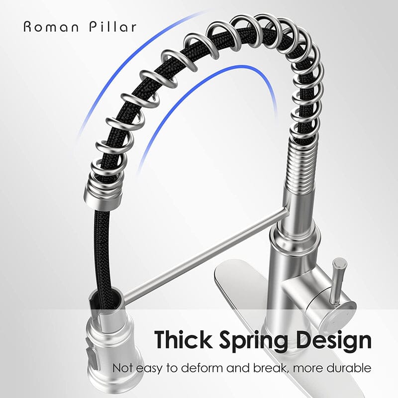 Modern 360° Swivel Pull-Out Spring Sprayer Kitchen Sink Faucet, 3 Spray Patterns