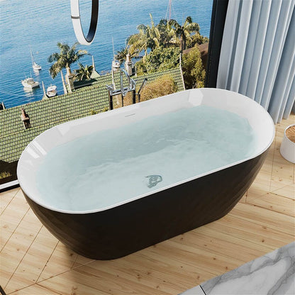 Mokleba 59&quot; Unique Design Oval Acrylic Bathtub Freestanding Soaking Tub