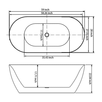 Mokleba 59&quot; Unique Design Oval Acrylic Bathtub Freestanding Soaking Tub