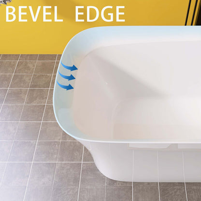 Beveled edge detail on 67&quot; flat-bottom acrylic bathtub