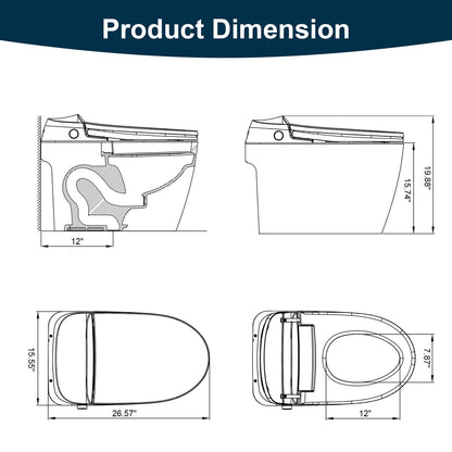 Giving Tree One-Piece Elongated Floor Smart Toilet with Bidet, Adjustable Mobile Drying