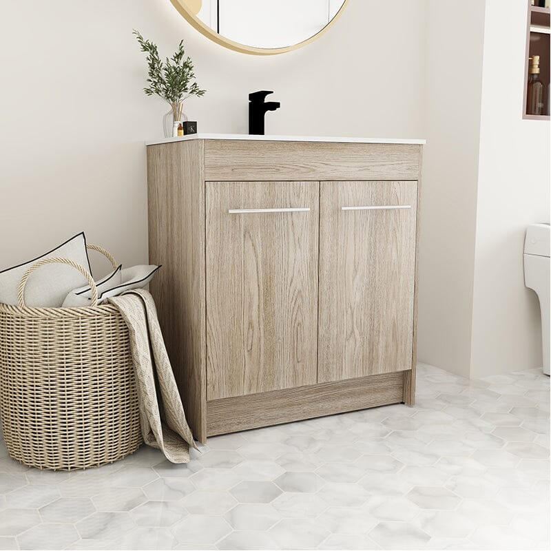 30-Inch Freestanding Bathroom Vanity with Sink and Soft-Close Doors