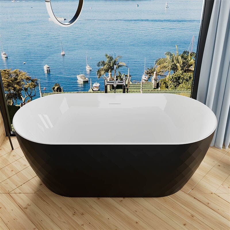 Mokleba 59&quot; Unique Design Oval Acrylic Bathtub Freestanding Soaking Tub