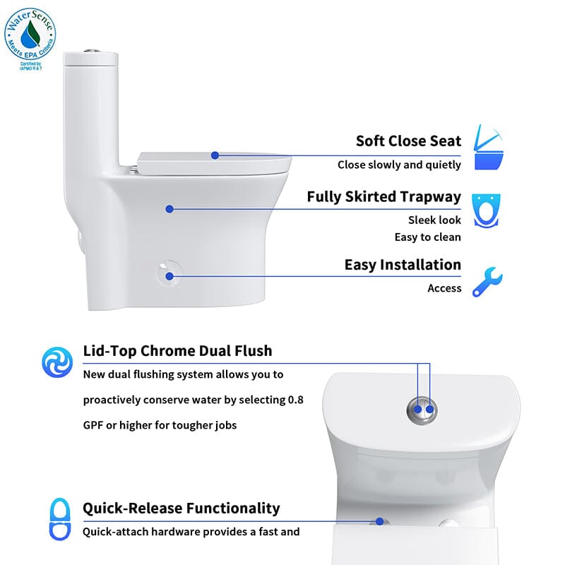 Giving Tree One-Piece Elongated Toilet Silent Siphon Jet Double Flushing with Bidet Sprayer