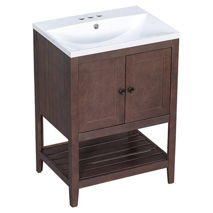 Giving Tree 24&quot; Modern Freestanding Bathroom Vanity Ceramic Sink with Doors and Shelf