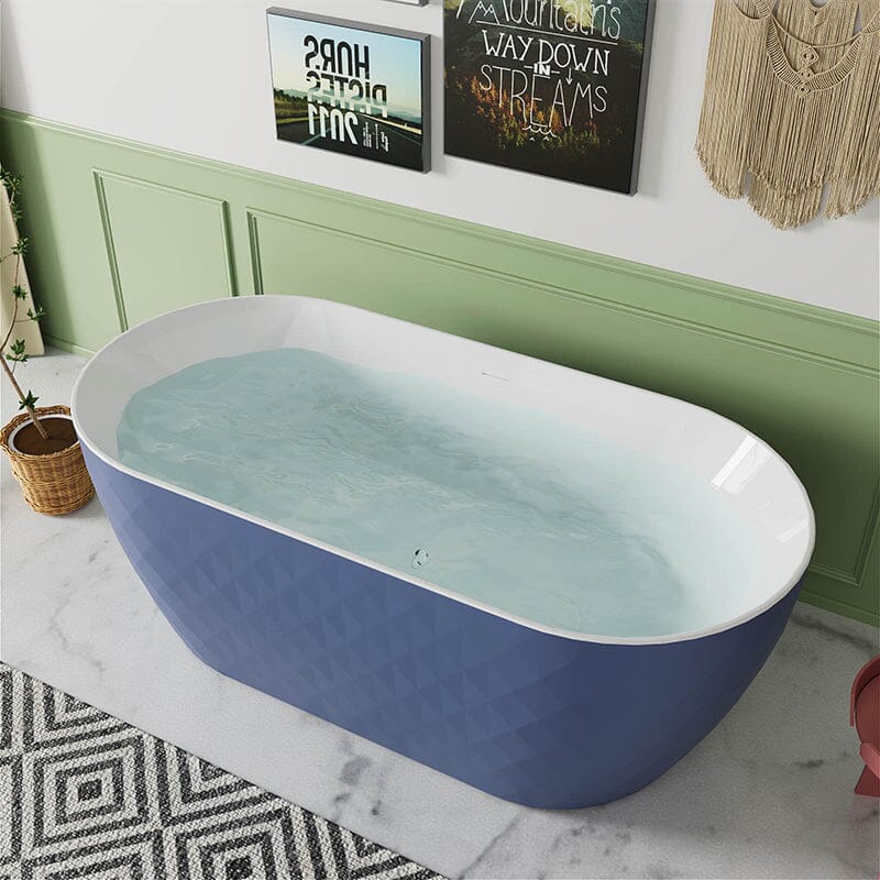 Mokleba 59&quot; Unique Design Oval Acrylic Bathtub Freestanding Soaking Tub