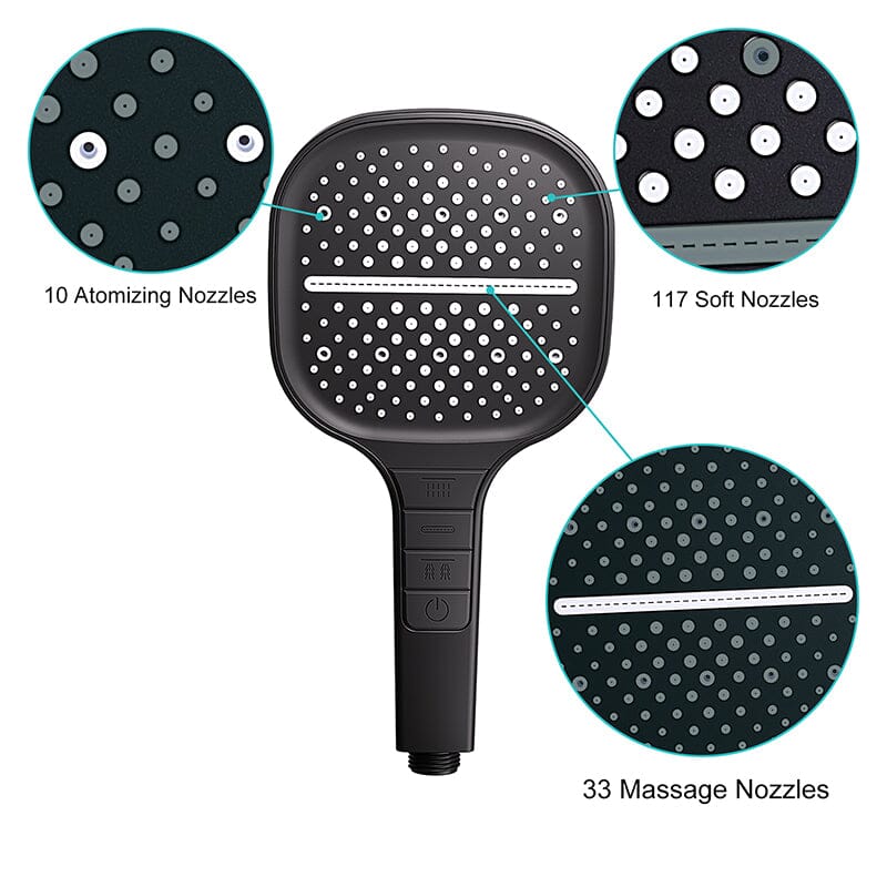 Push-button Hand Shower With 7 Modes, with Multi-angle Adjustable Shower Holder