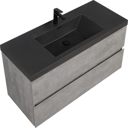 Ash Gray 48&quot; Floating Vanity with Black Surface Sink