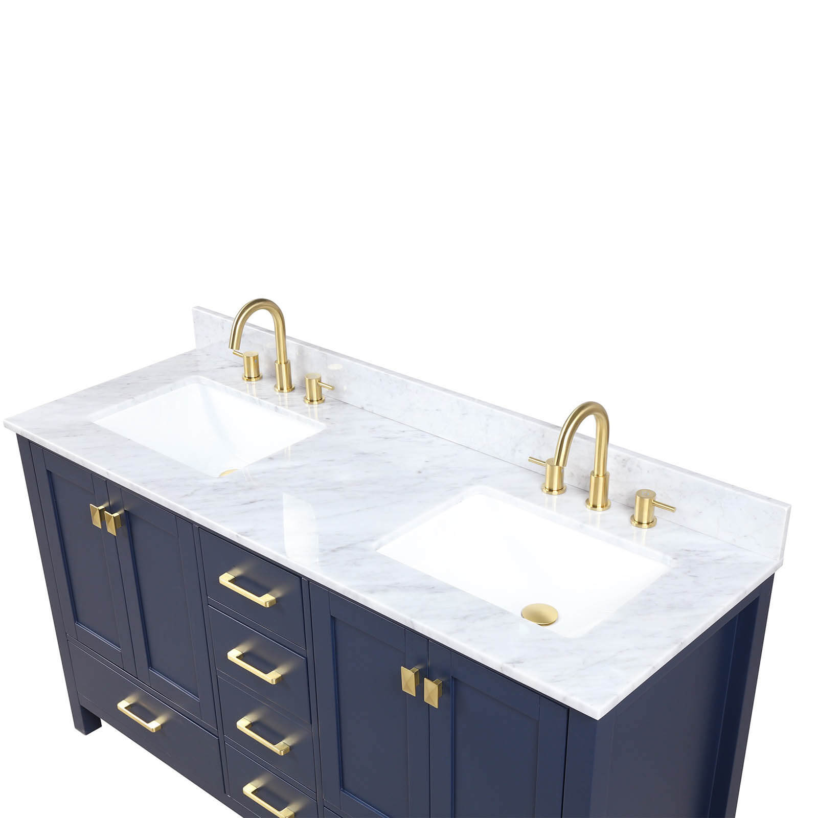 Blossom 60&quot; Freestanding Double Sink Vanity with Drawers and Carrara Marble Countertop