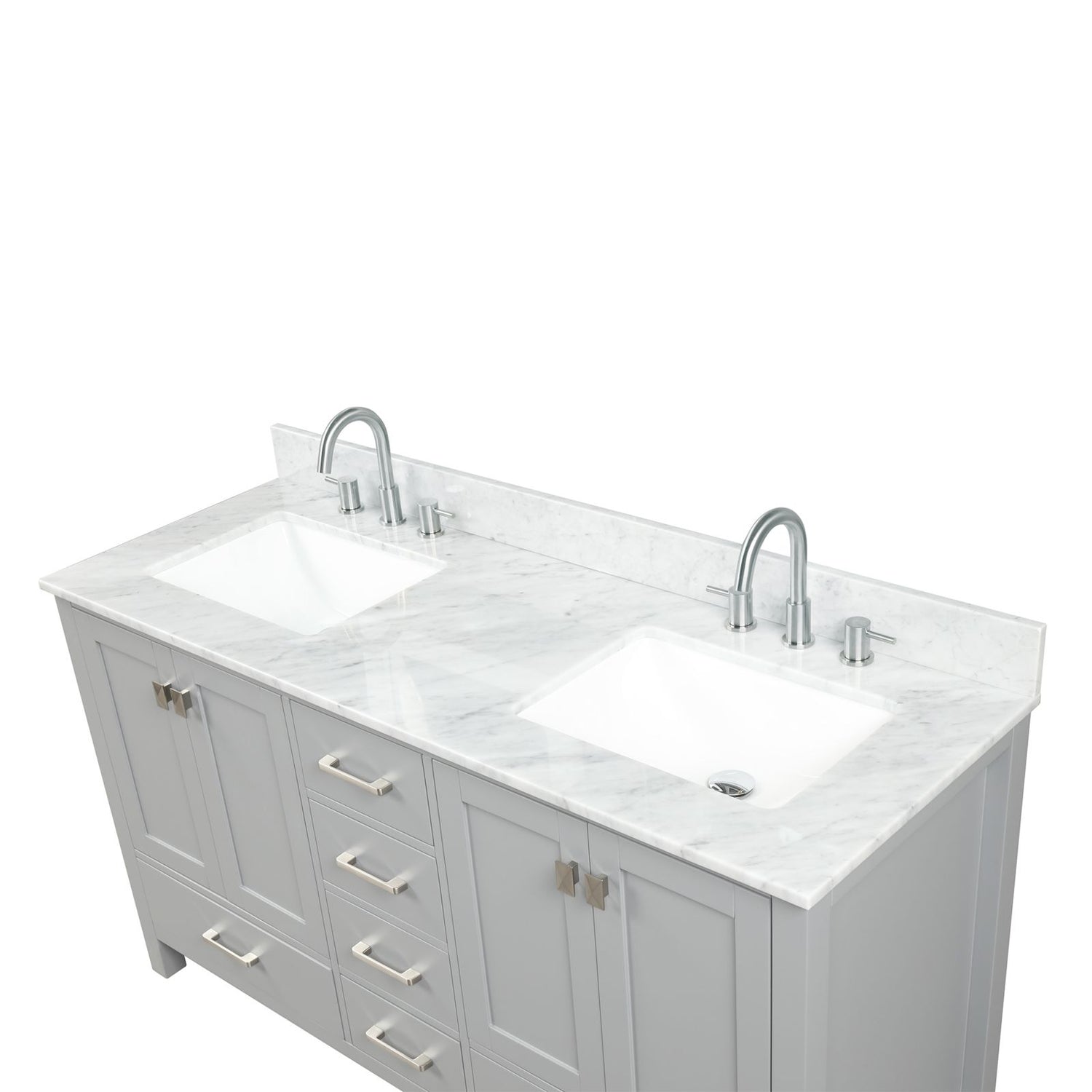 Bathroom Freestanding 60&quot; Double Sink Vanity with Marble Countertop