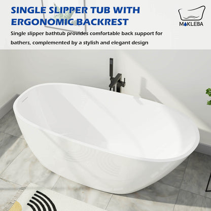 Mokleba 59&quot; Acrylic Egg Shape Free Standing Tub for Bathroom