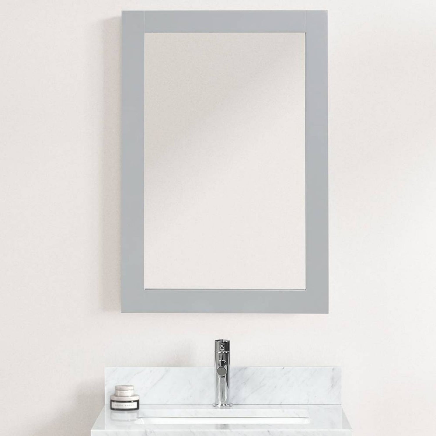 Blossom Wall Mounted Rectangle Farmed Mirror with Mounting Hardware Gray