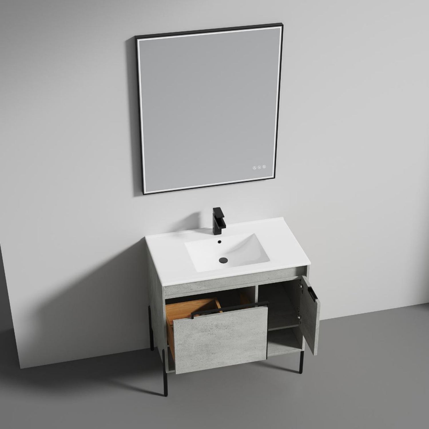 Blossom 36&quot; Plain Cement Vanity with 1 Door and 1 Drawer